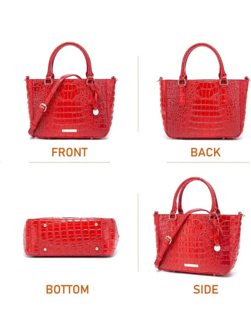 Elegant Crocodile Embossed Leather Tote Bag for Women - Zipper Satchel
